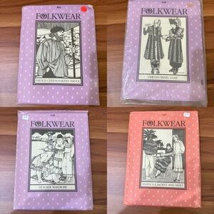 Lot of 4 Vintage Folkwear #102 #118 #125 #127 Collectible Sewing Patterns